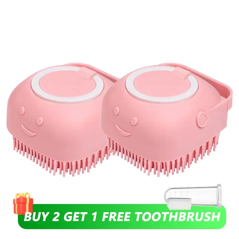 Main image for Dog Bathing Brush Pet Massage Brush Shampoo Dispenser Soft Silicone Brush Rubbe