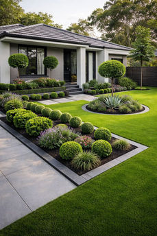 Modern house with neatly landscaped garden