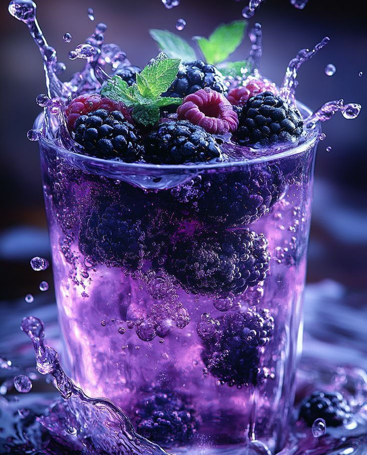 Refreshing berry drink with blackberries and raspberries