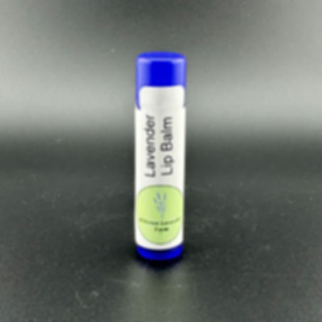 front view of a purple tube of lavender lip balm