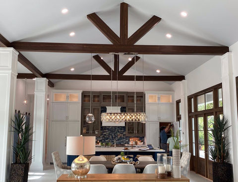 Residential Interior Wood Staining Ceiling Beams Cape Coral