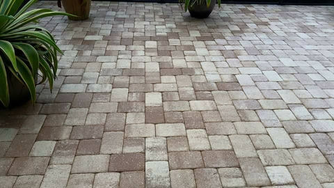 Close-up of patio pavers ready for cleaning in Cape Coral.