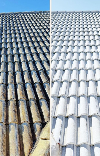 White Tile Roof Cleaning in Cape Coral before and after