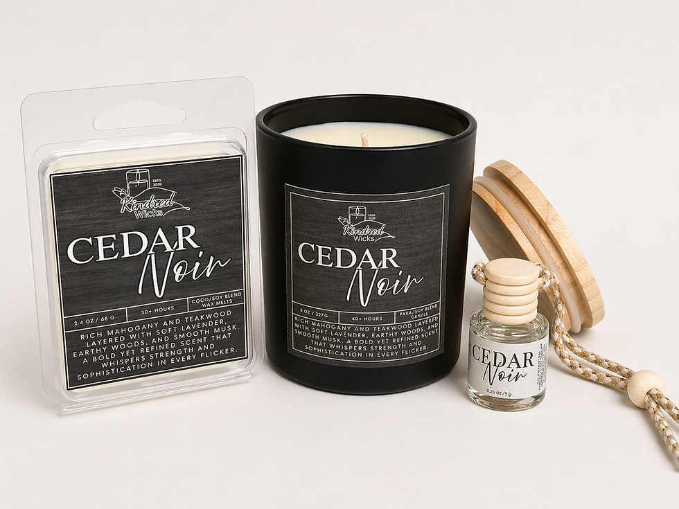 Thumbnail: Cedar Noir candle, wax melt, and car freshener