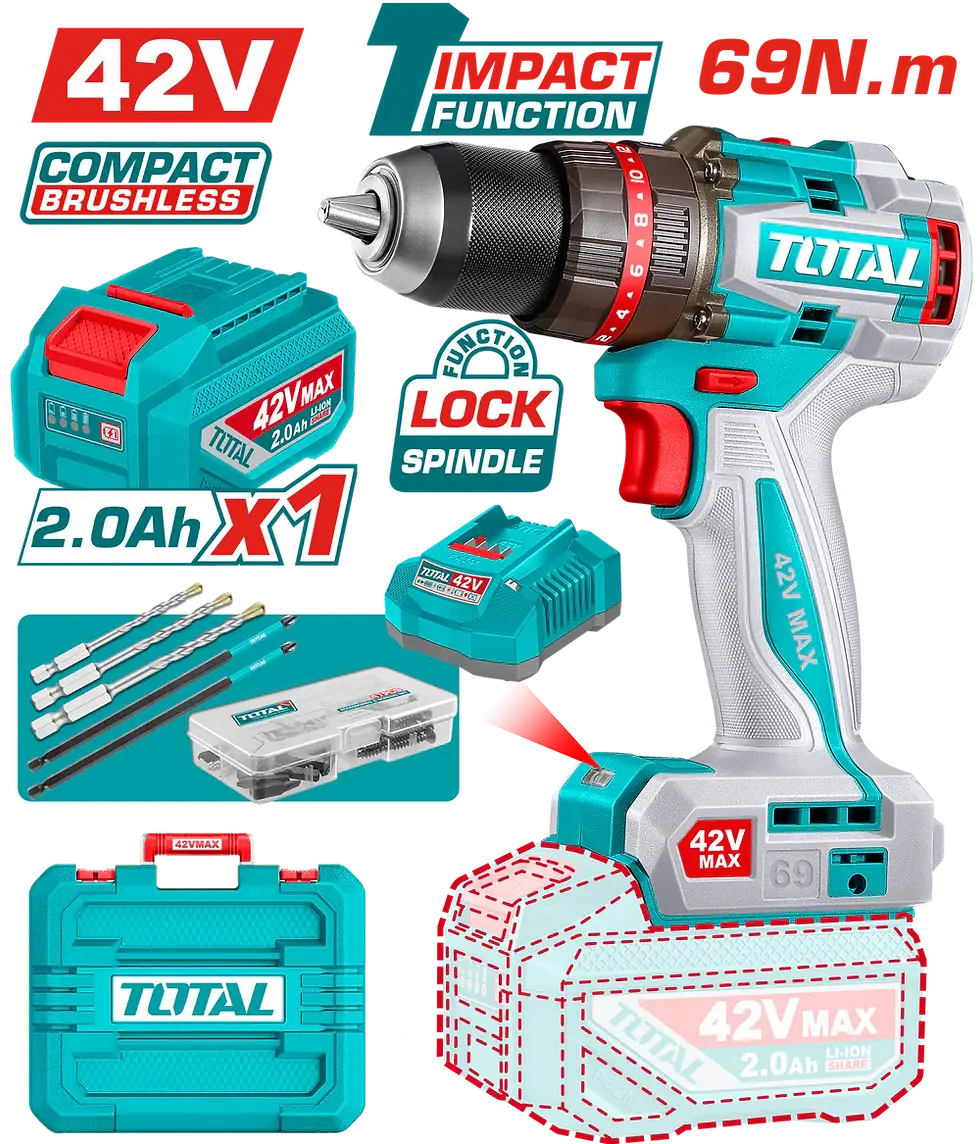 TOTAL Compact Brushless Cordless Impact Drill – TIDLI426981