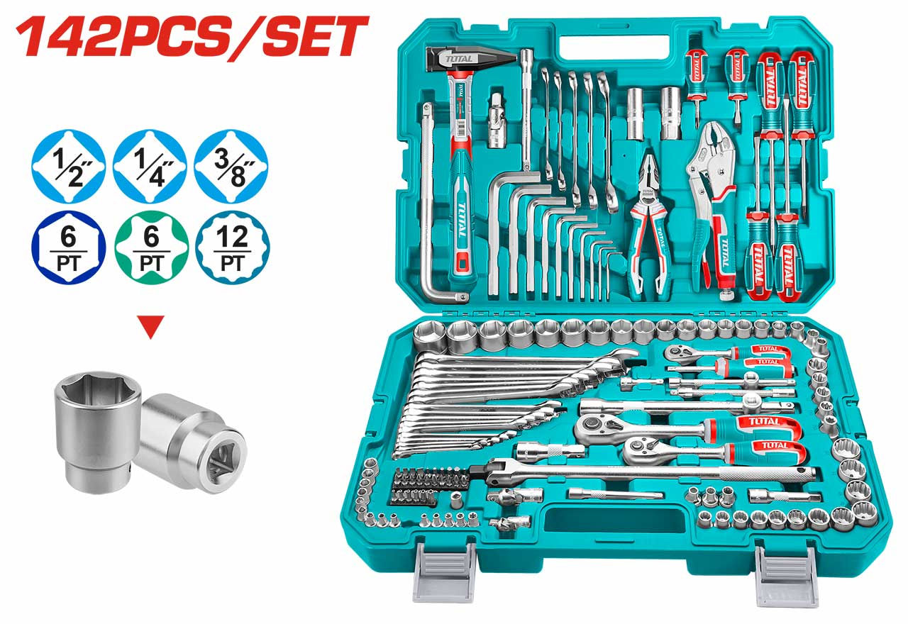 TOTAL 142 Pcs Combination Tools Set – THKTHP21426