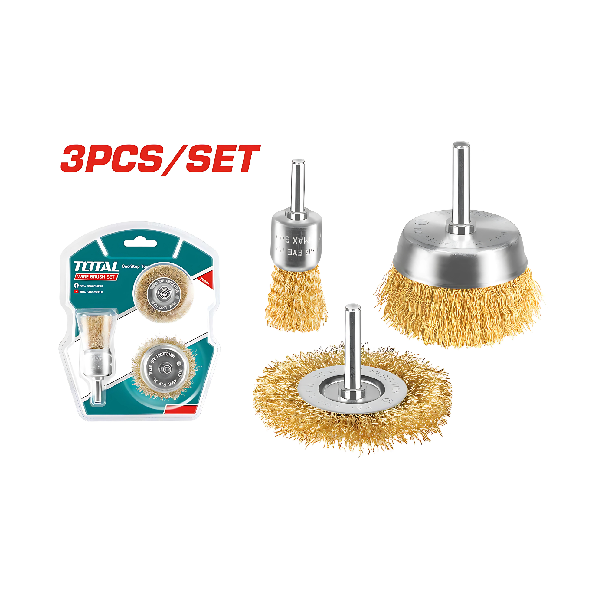 TOTAL 3 Pcs Wire Brush Set (TAC310031)