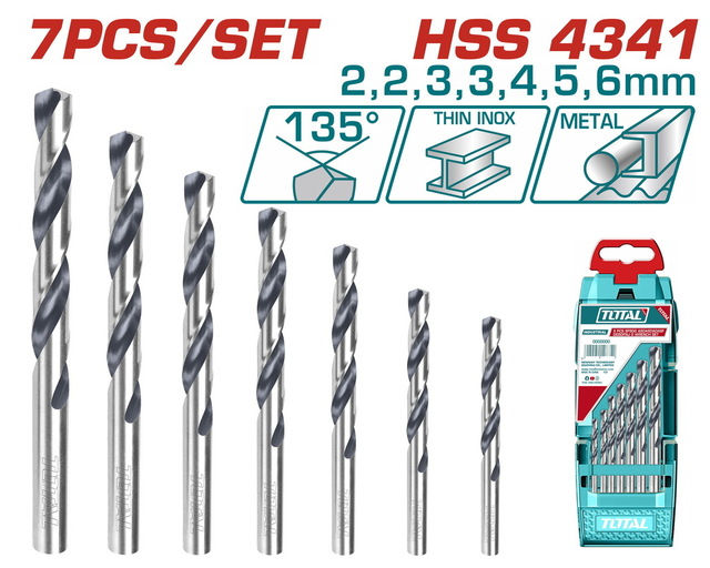 TOTAL HSS Twist Drill Bits Set – TACSD0075