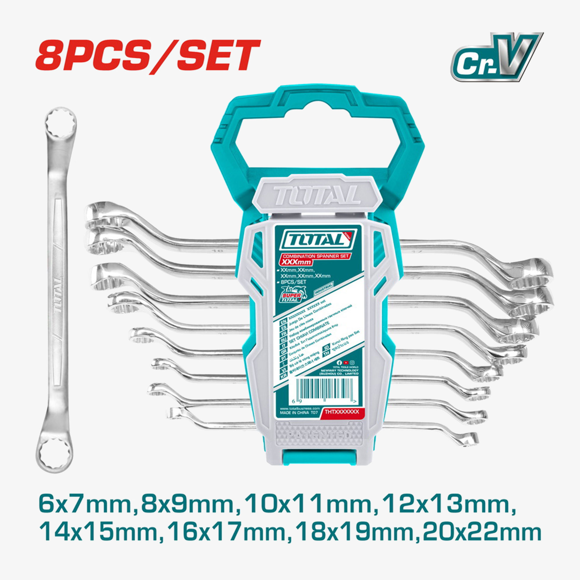 TOTAL 8 Pcs Offset Ring Spanner Set (THT102486)
