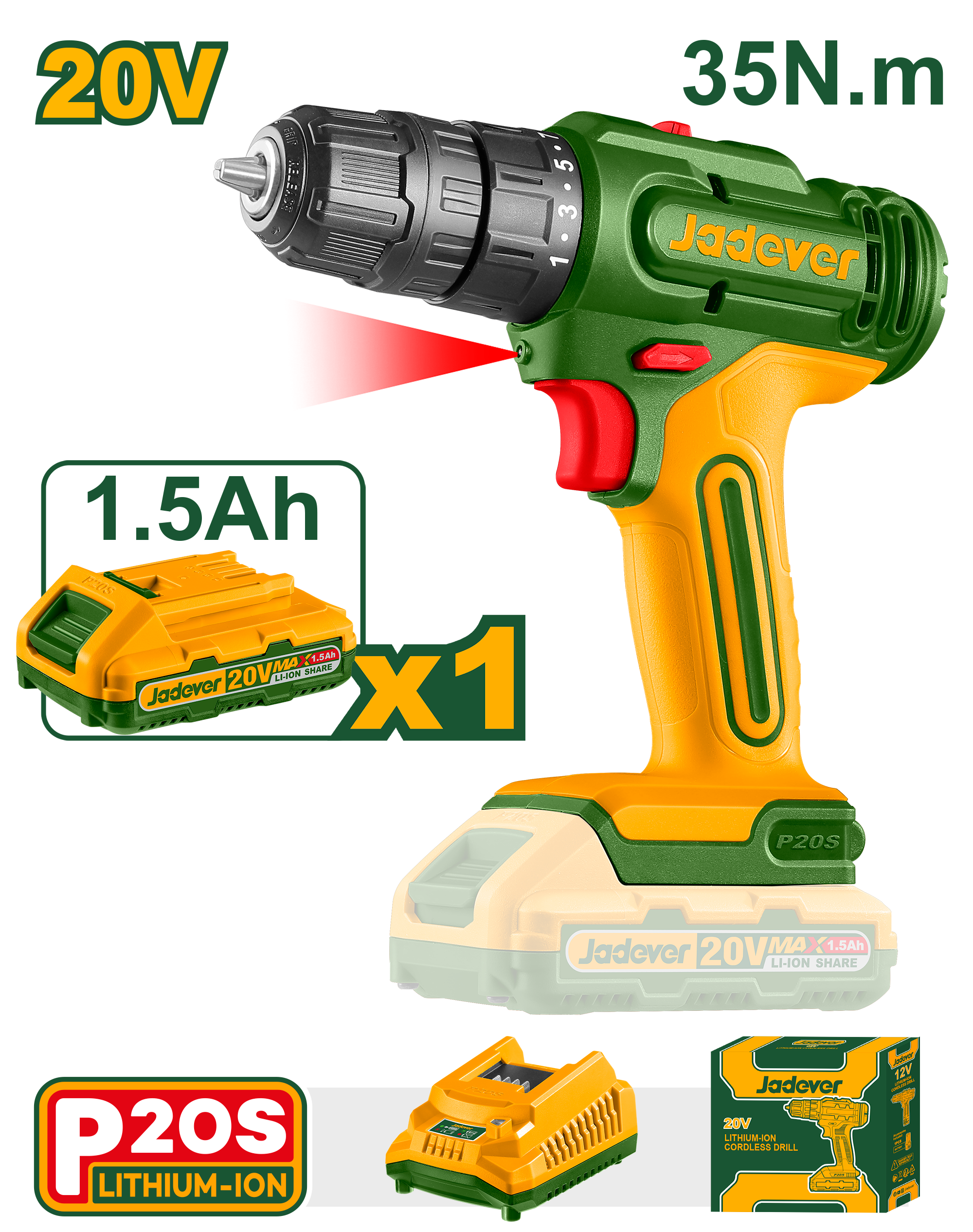 Jadever Cordless Drill (JDCDP511)