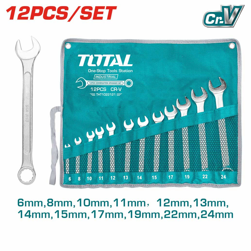 TOTAL 12 Pcs Combination Spanner Set (6-24 mm) (THT1022121)