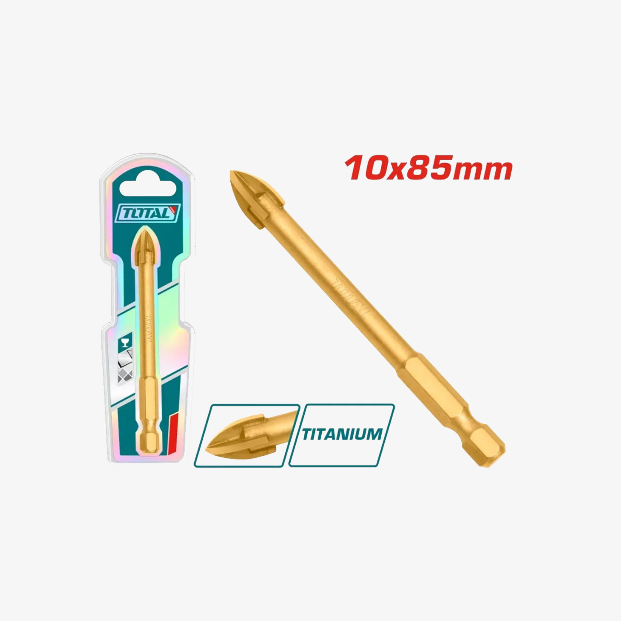 TOTAL Tile & Glass Drill Bit 10 mm × 85 mm (TACG201012)