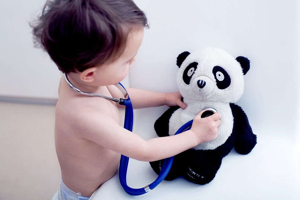 Child with panda toy
