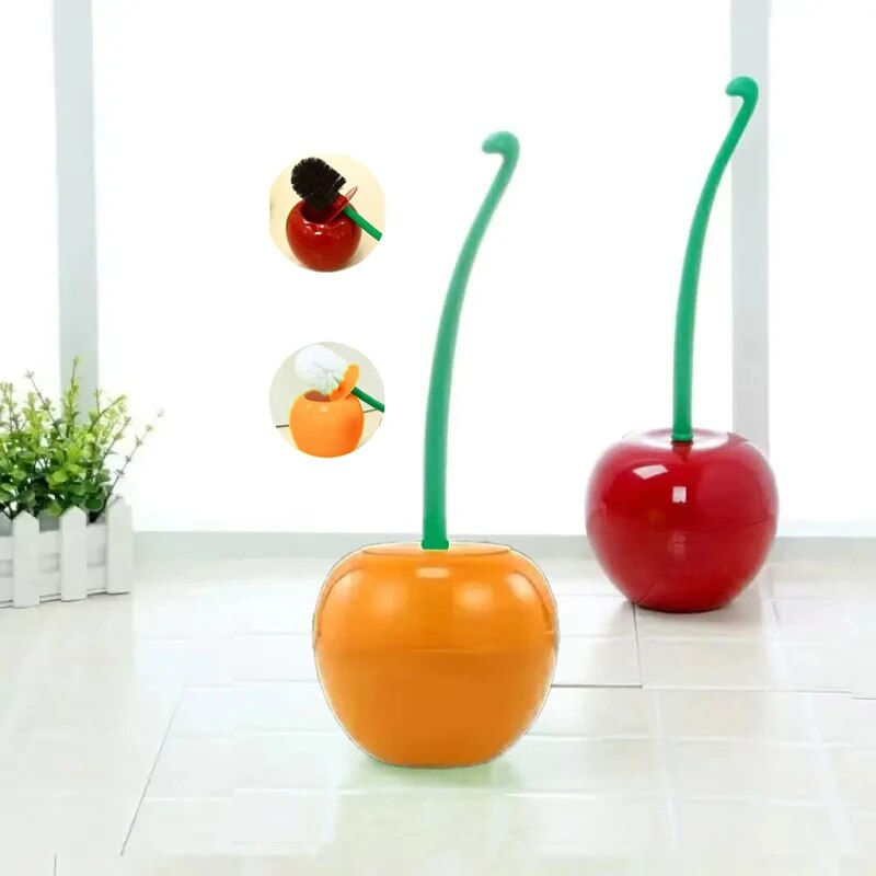Thumbnail: 1pc Red Toilet Brush Creative Lovely Cherry Shape Lavatory Toilet Brush Holder S