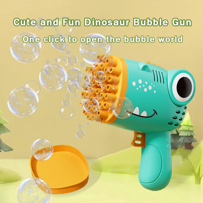 Thumbnail: 40 Hole Dinosaur Bubble Handheld Bubble Machine, Electric Bubble Gun Outdoor Wed