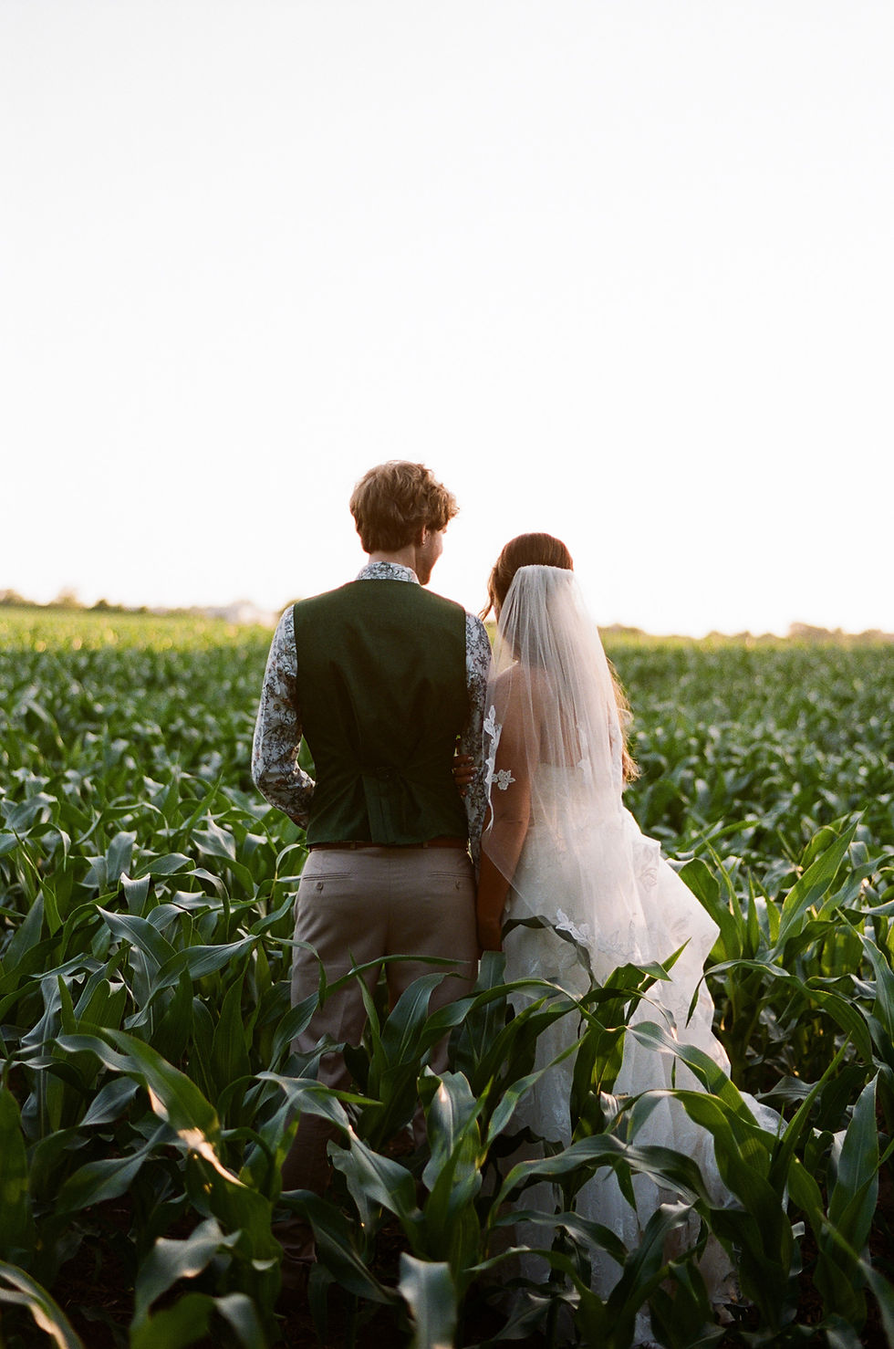 wedding golden hour couple on film louisburg kansas