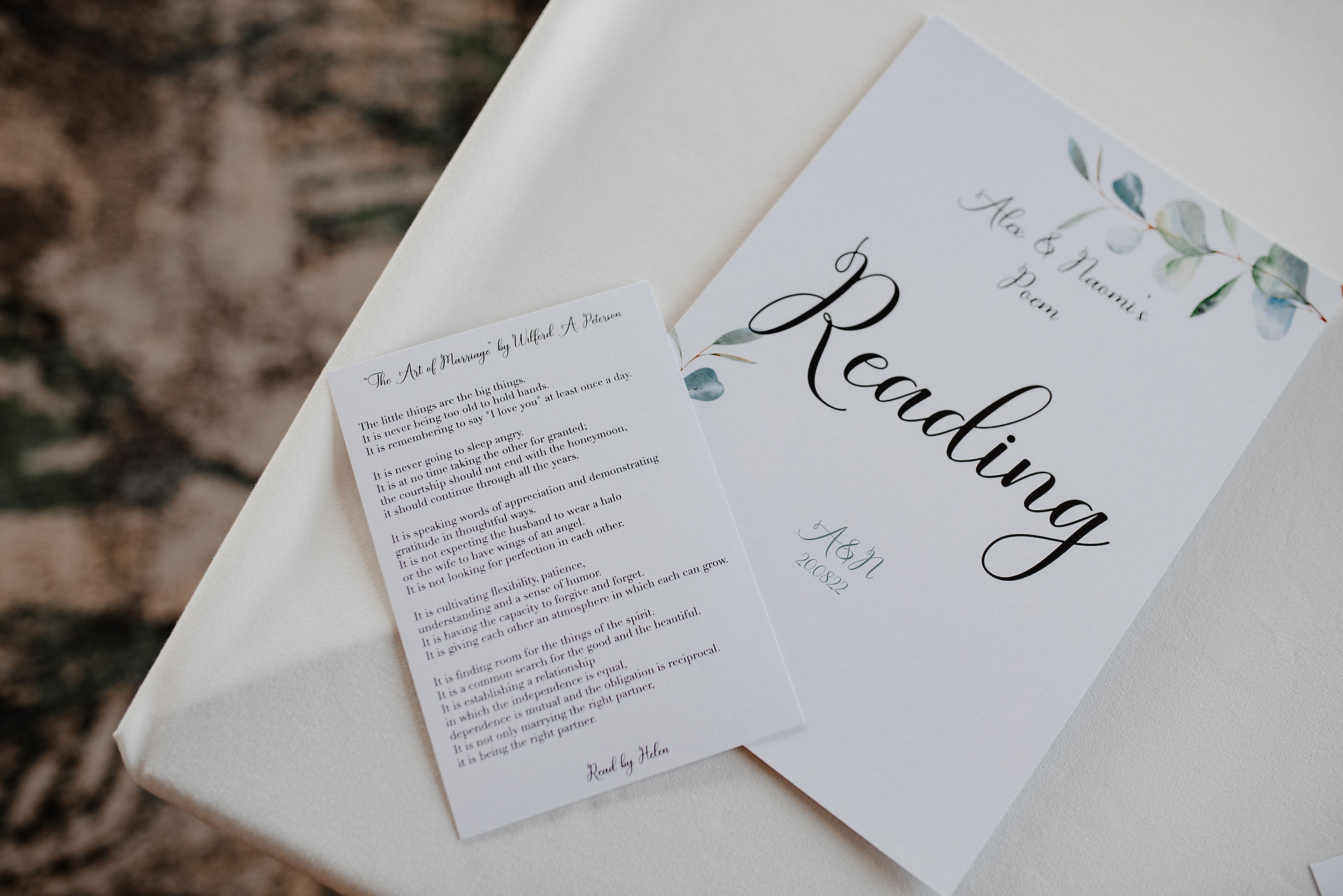 Reading Cards, Eucalyptus Design with White Background
