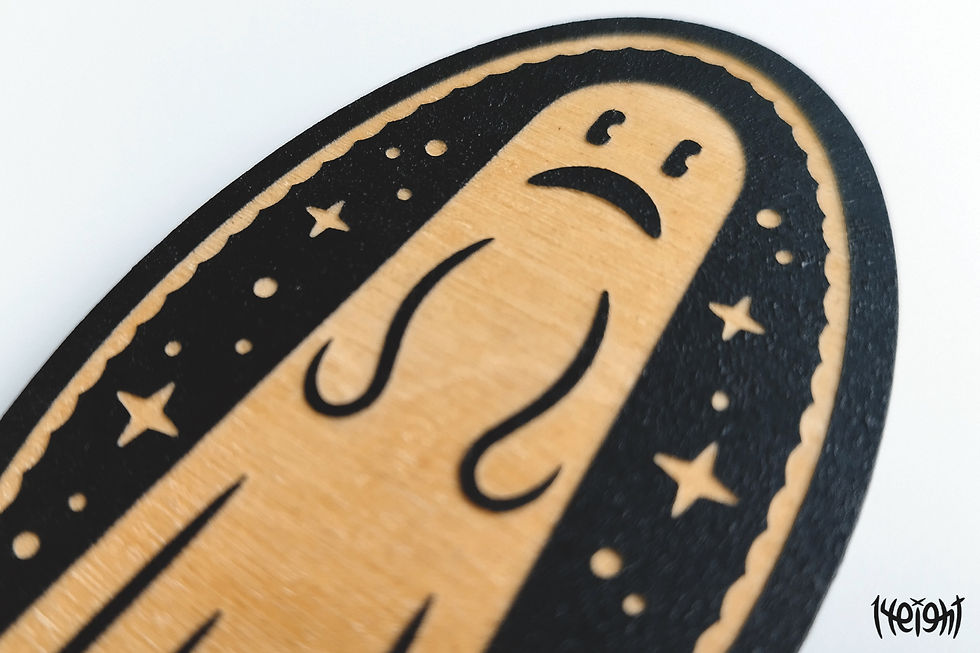 Small ghost woodcut decoration