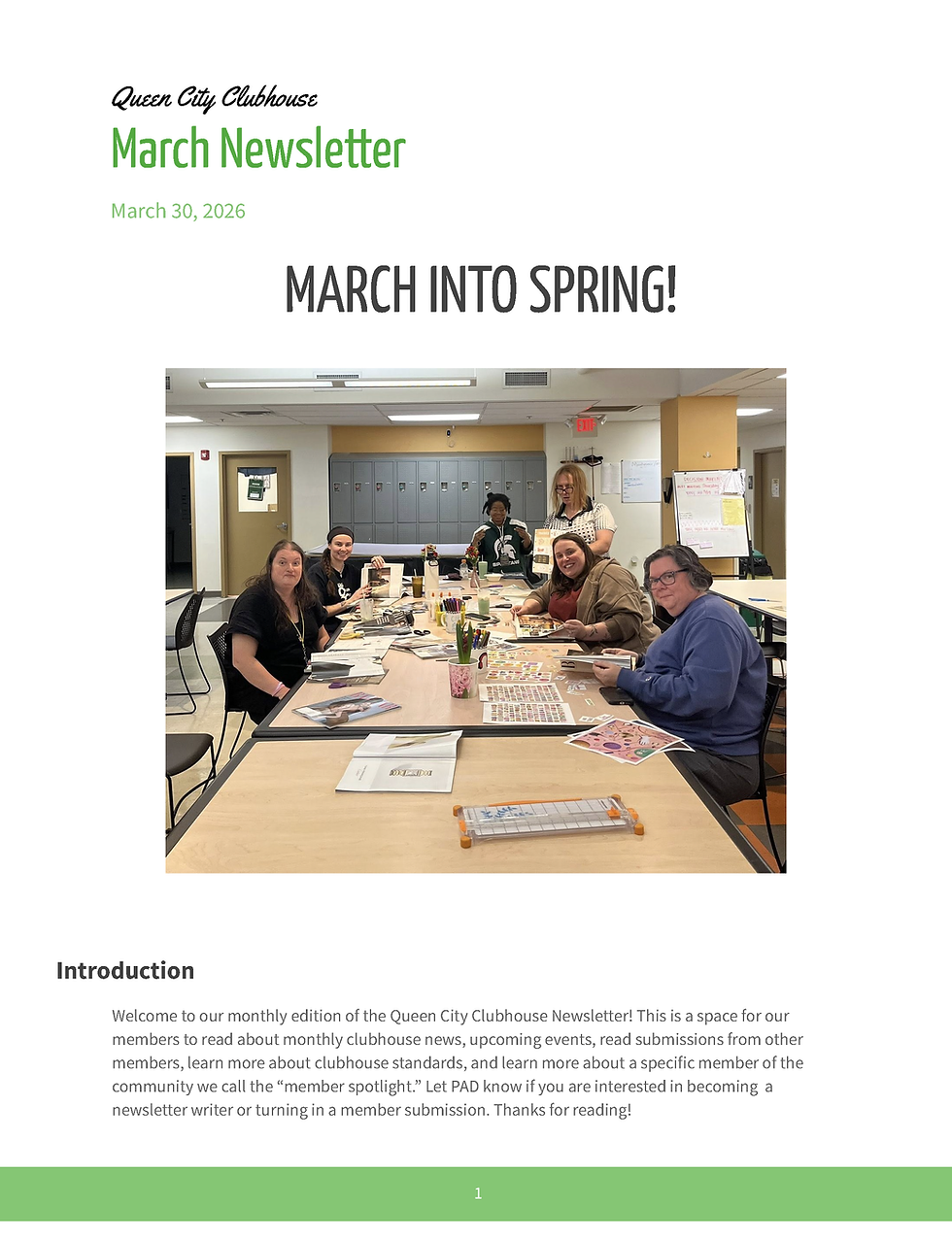 Queen City Clubhouse March Newsletter is here!