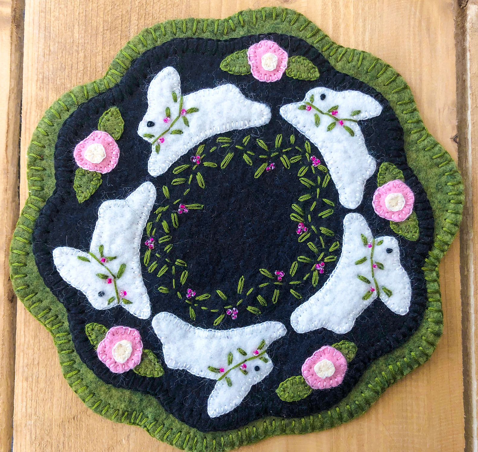 Bunny Penny Wool Candle Mat