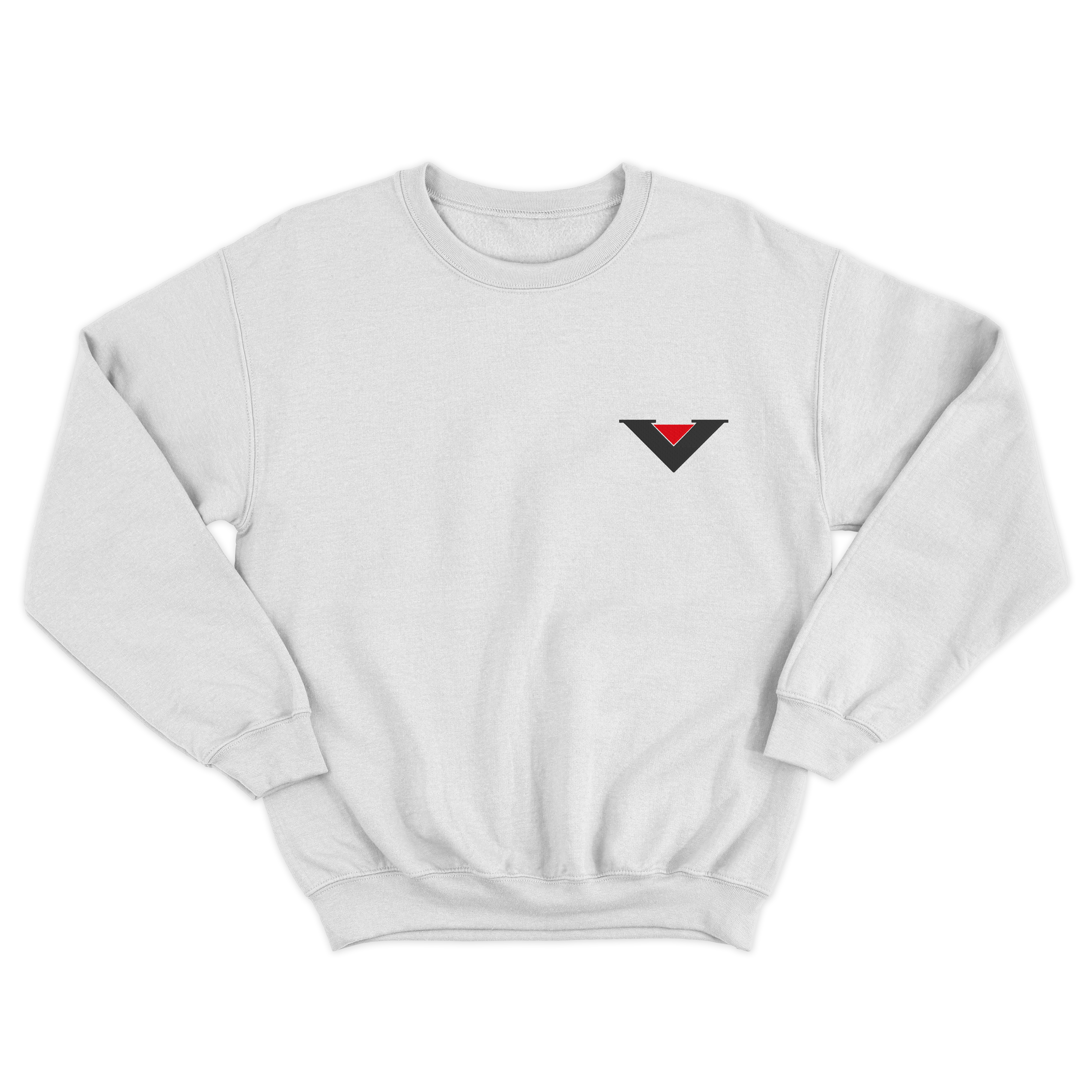 V CLASSIC EMBROIDERED WHITE SWEATSHIRT