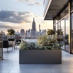 Jardinière commerciale sur un toit-terrasse