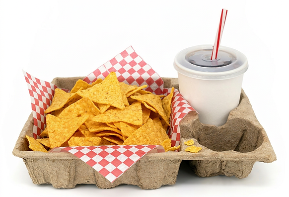 sustainable molded pulp theater and concession tray