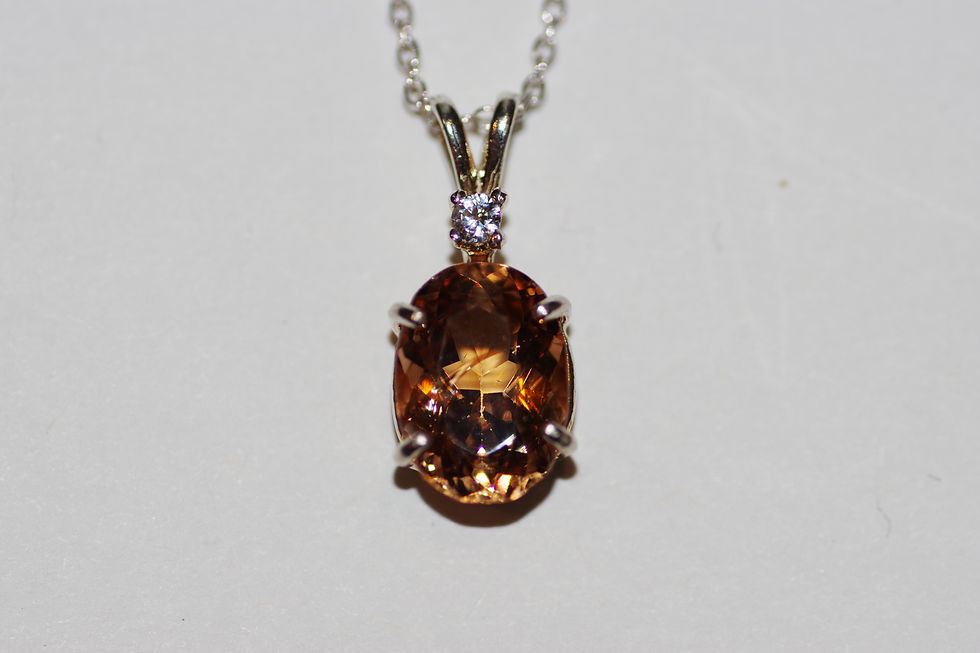 Thumbnail: 7.5 Carat Imperial Topaz Necklace with a White Sapphire Accent