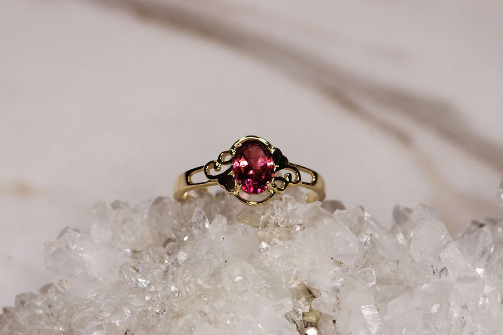 Thumbnail: 0.82 Carat Natural Tourmaline Ring in 14k Yellow Gold