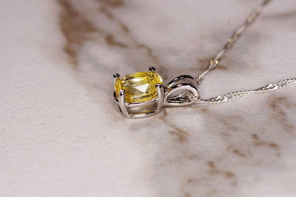 Thumbnail: 2.55 Carat Natural Yellow Sapphire Necklace in 925 Sterling Silver