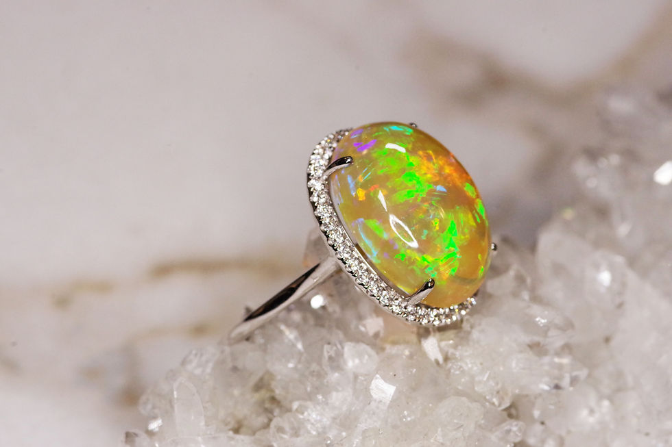 Thumbnail: Reserved 10.17 Carat Opal Ring in 14k White Gold with 40 Diamond Accents