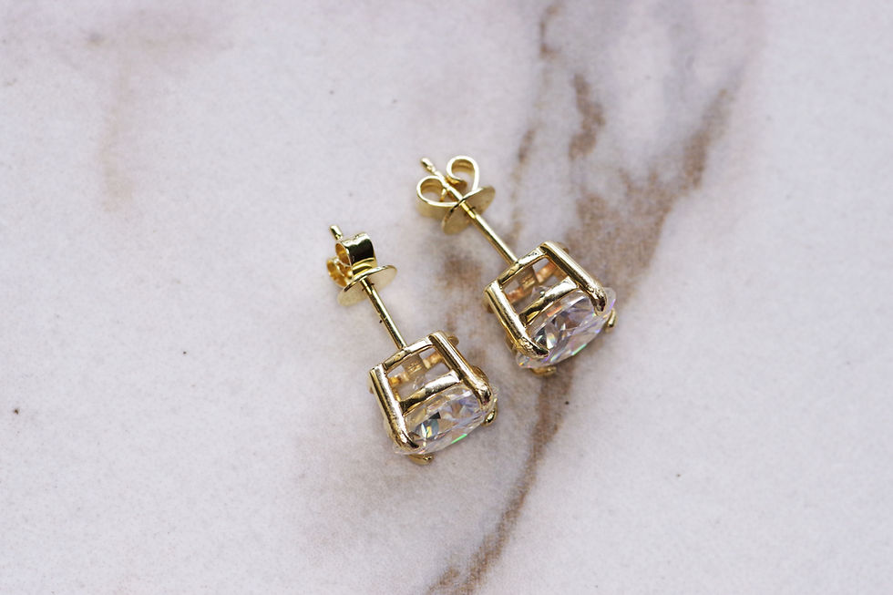 Thumbnail: 3.4 Carat Moissanite Earrings in 14k Yellow Gold