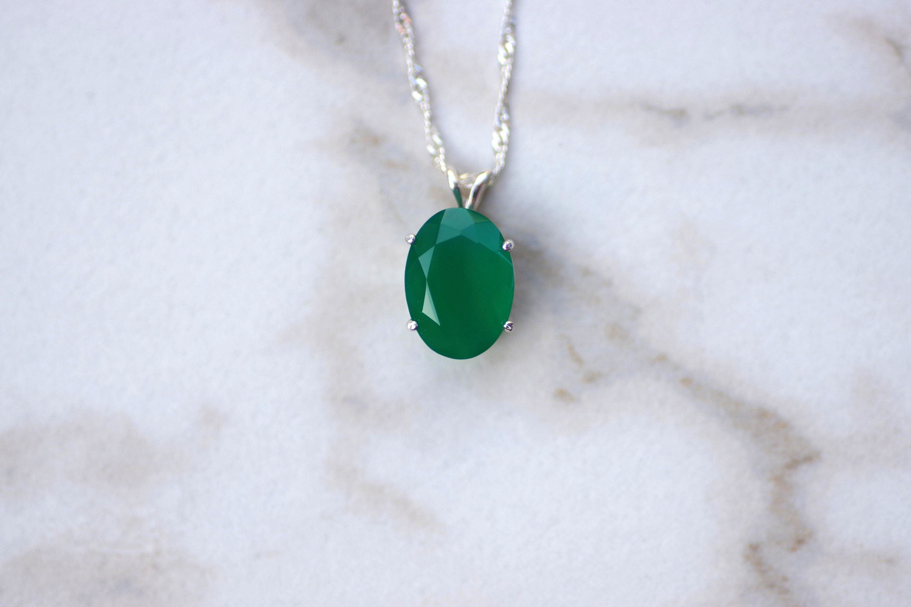5.5 Carat Green Onyx Necklace