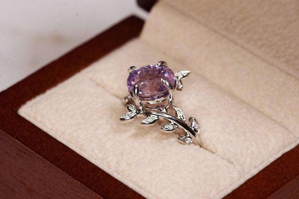 Thumbnail: Certified 4.23 Carat Color Change Pink Sapphire Ring in 14k White Gold