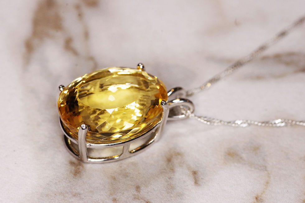 Thumbnail: 22.07 Carat Citrine Necklace in Sterling Silver