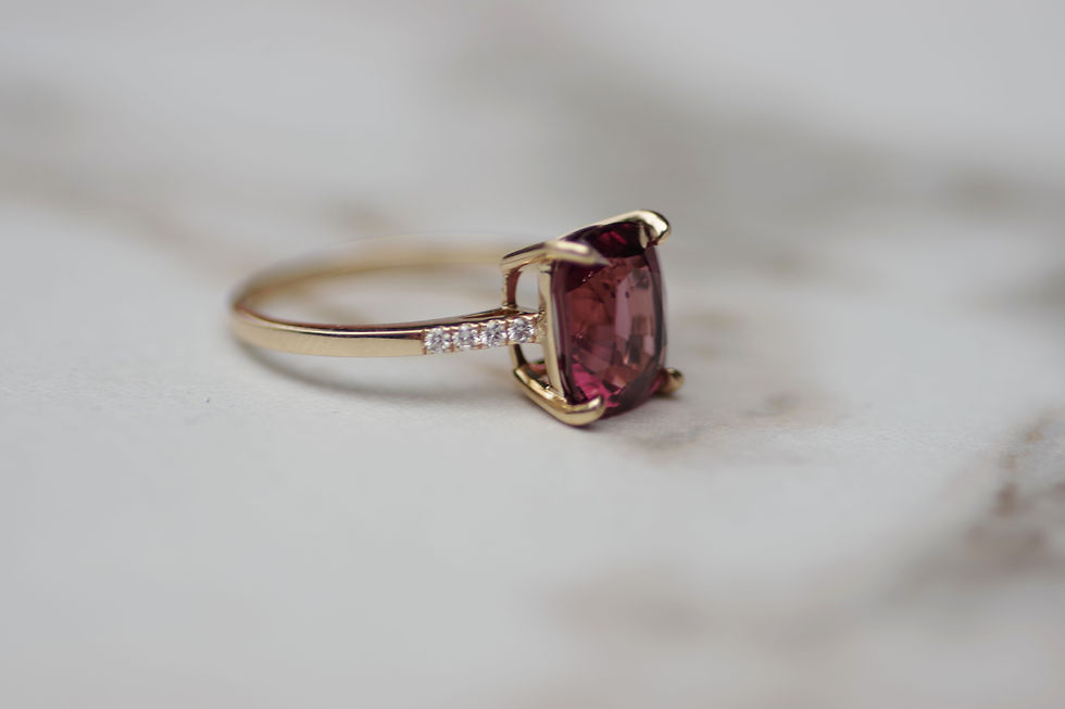 Thumbnail: 4.10 Carat Red Spinel Ring with Diamond Accents in 14k Gold Certified at 5550