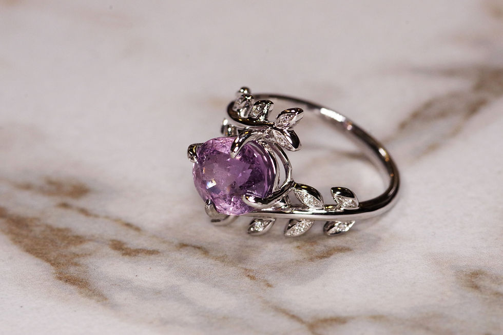 Thumbnail: Certified 4.23 Carat Color Change Pink Sapphire Ring in 14k White Gold