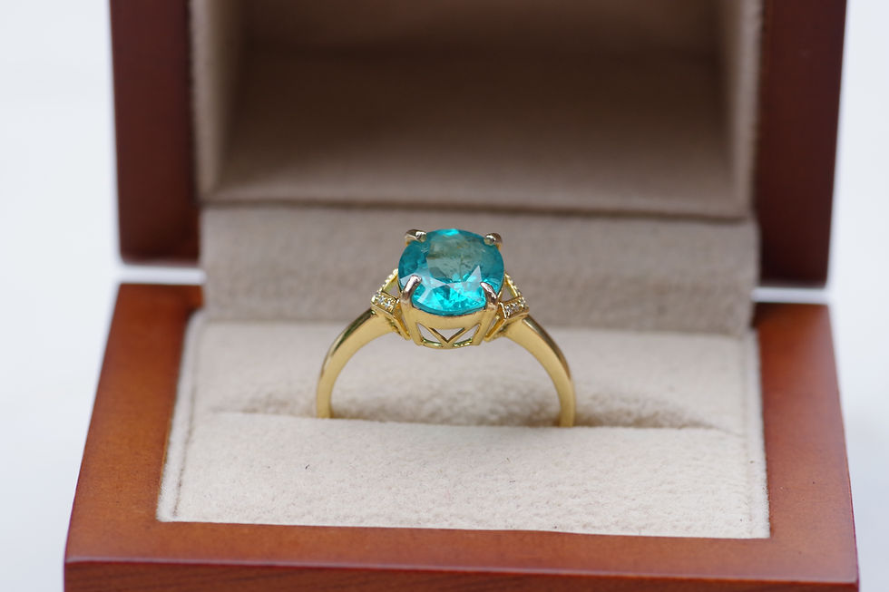 Thumbnail: 2.85 Carat Paraiba Apatite Ring with Diamond Accents Certified at $5200