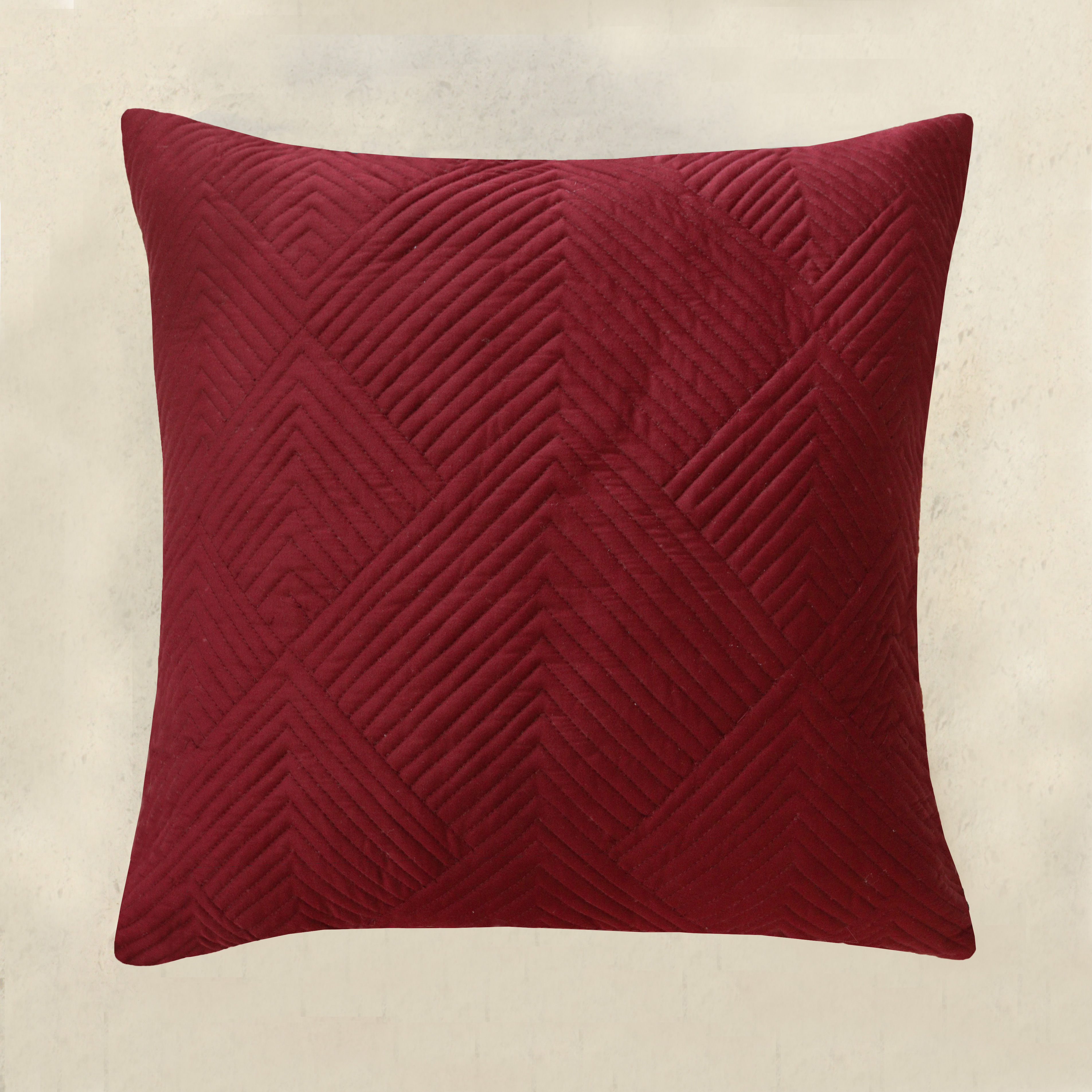 Maroon Quilted Zig Zag Cushion