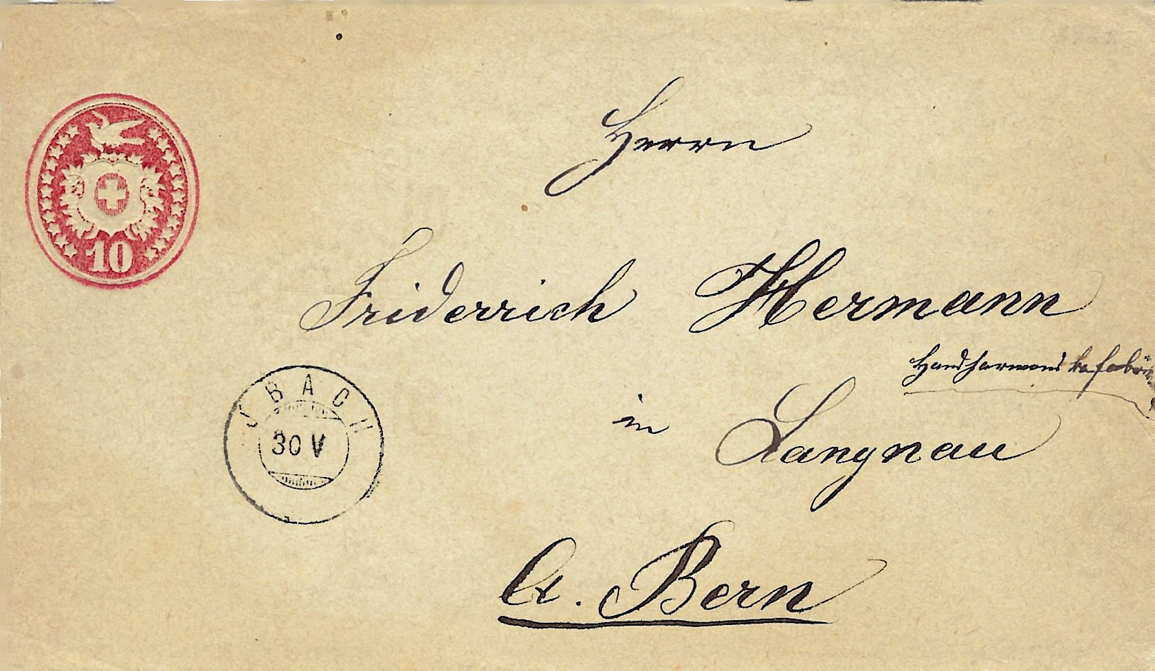 Brief von Jbach nach Langnau
