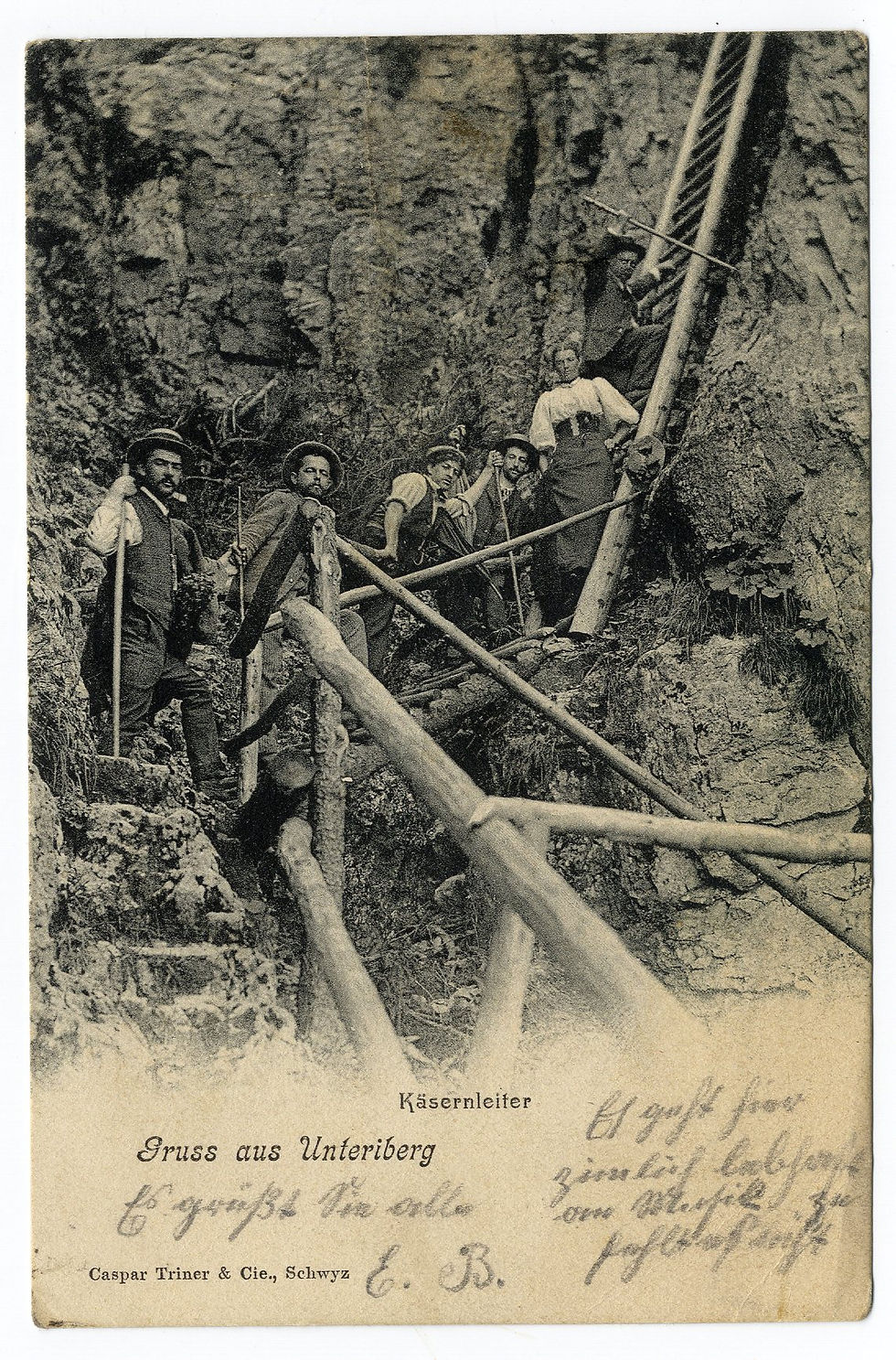 Miniaturbild: Ansichtskarte von Unteriberg mit Postwageneinwurf