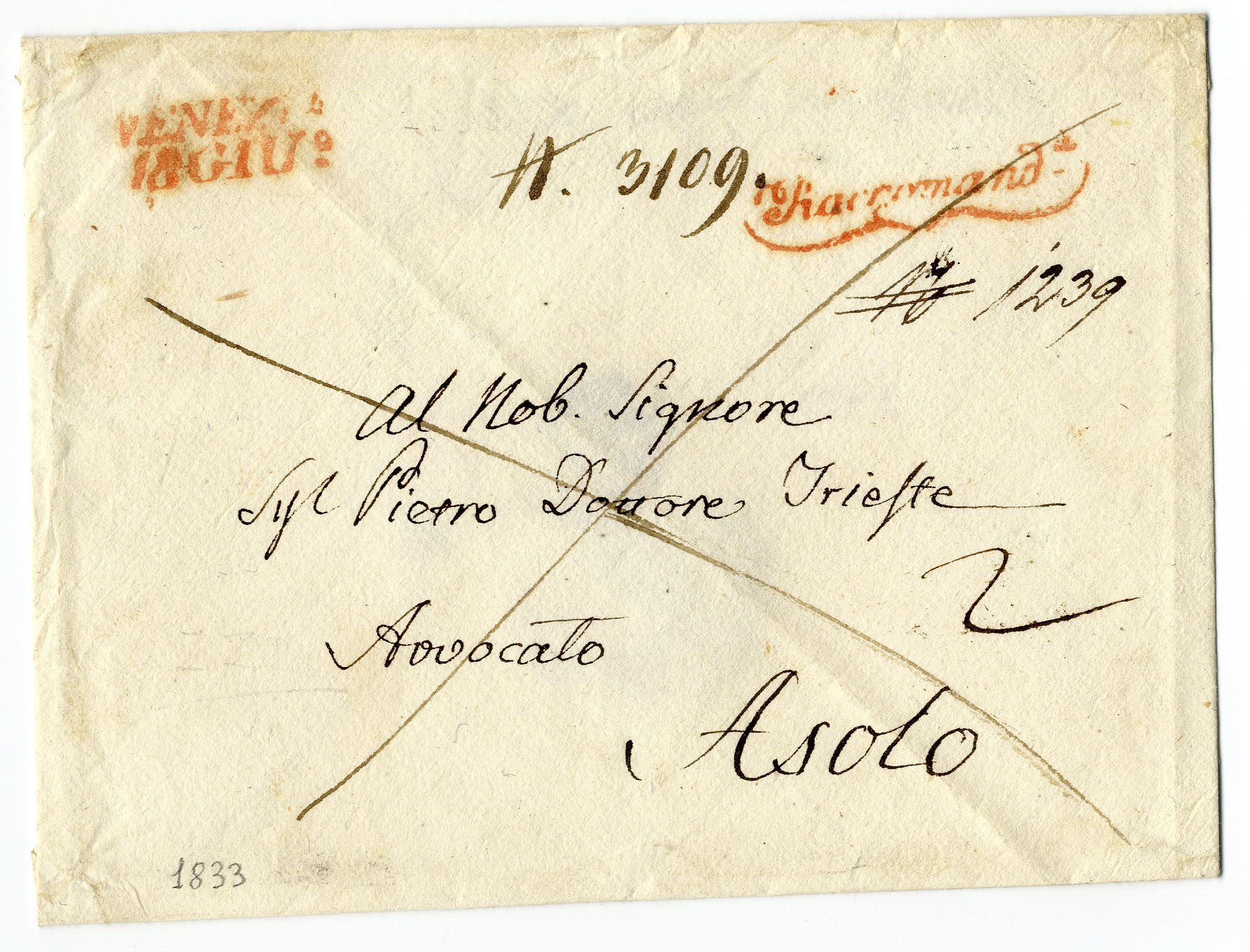 Briefumschlag Venedig - Asolo (TV) - Busta da lettera Venezia - Asolo (TV)