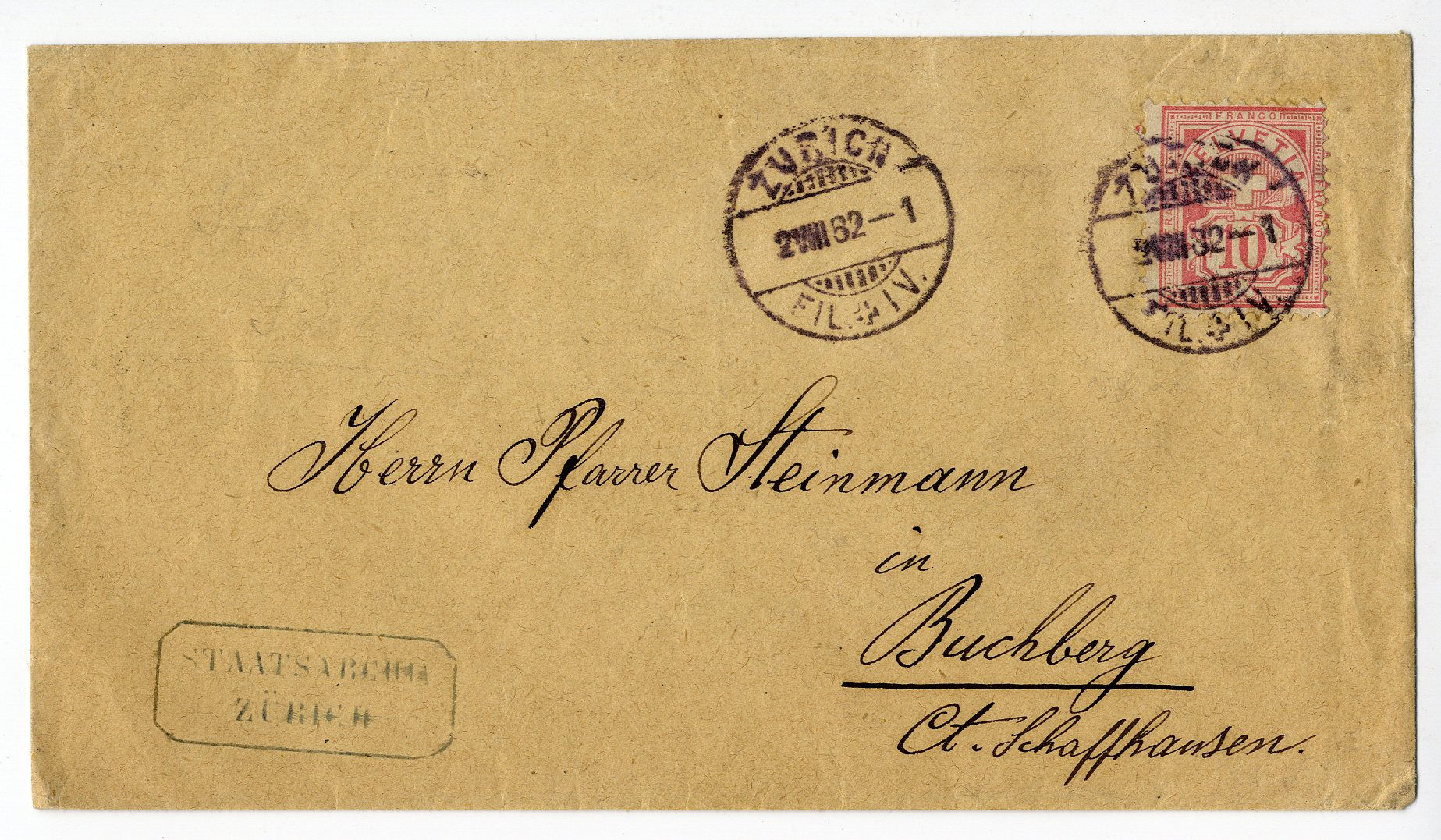 SBK 55 auf Brief nach Buchberg SH.