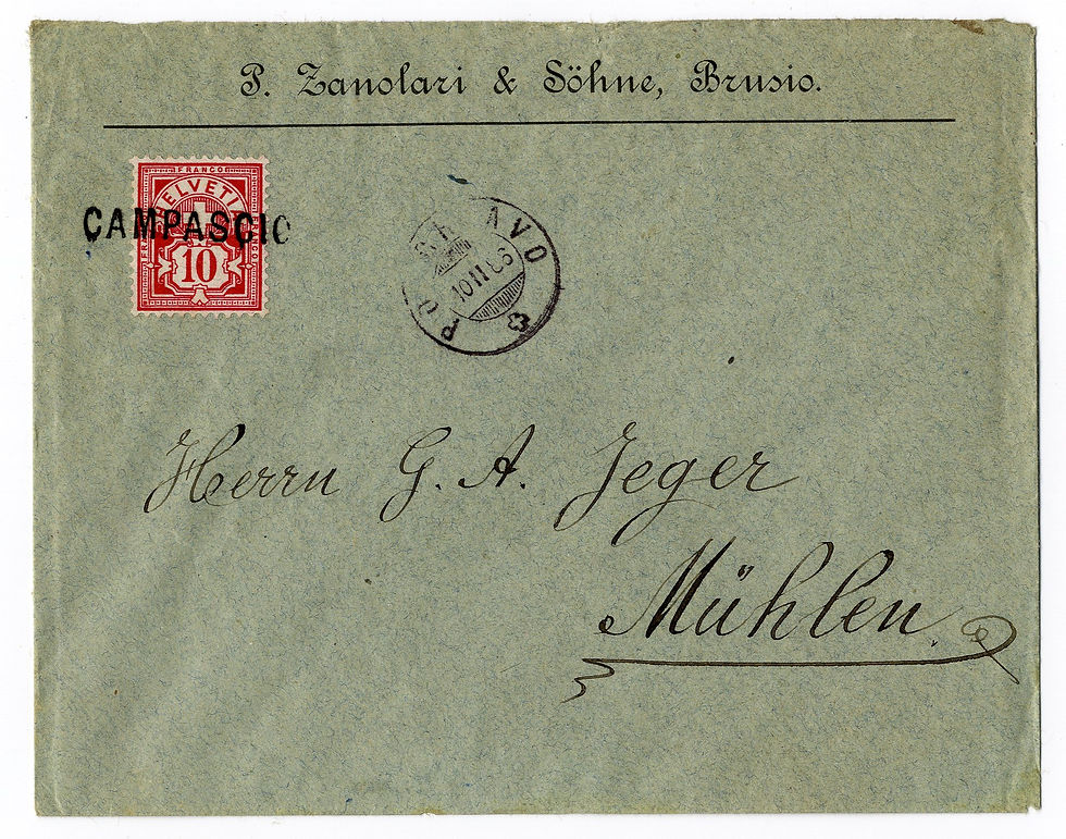 Ablagestempel von Campascio auf Beleg