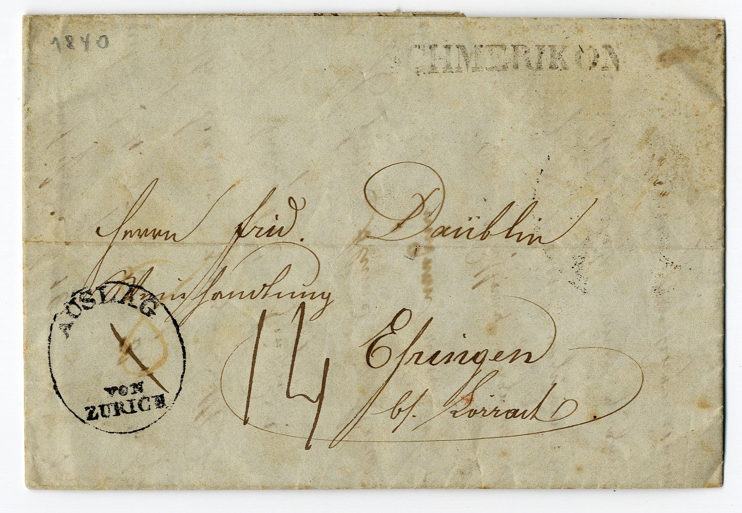 Brief von Schmerikon von 1840