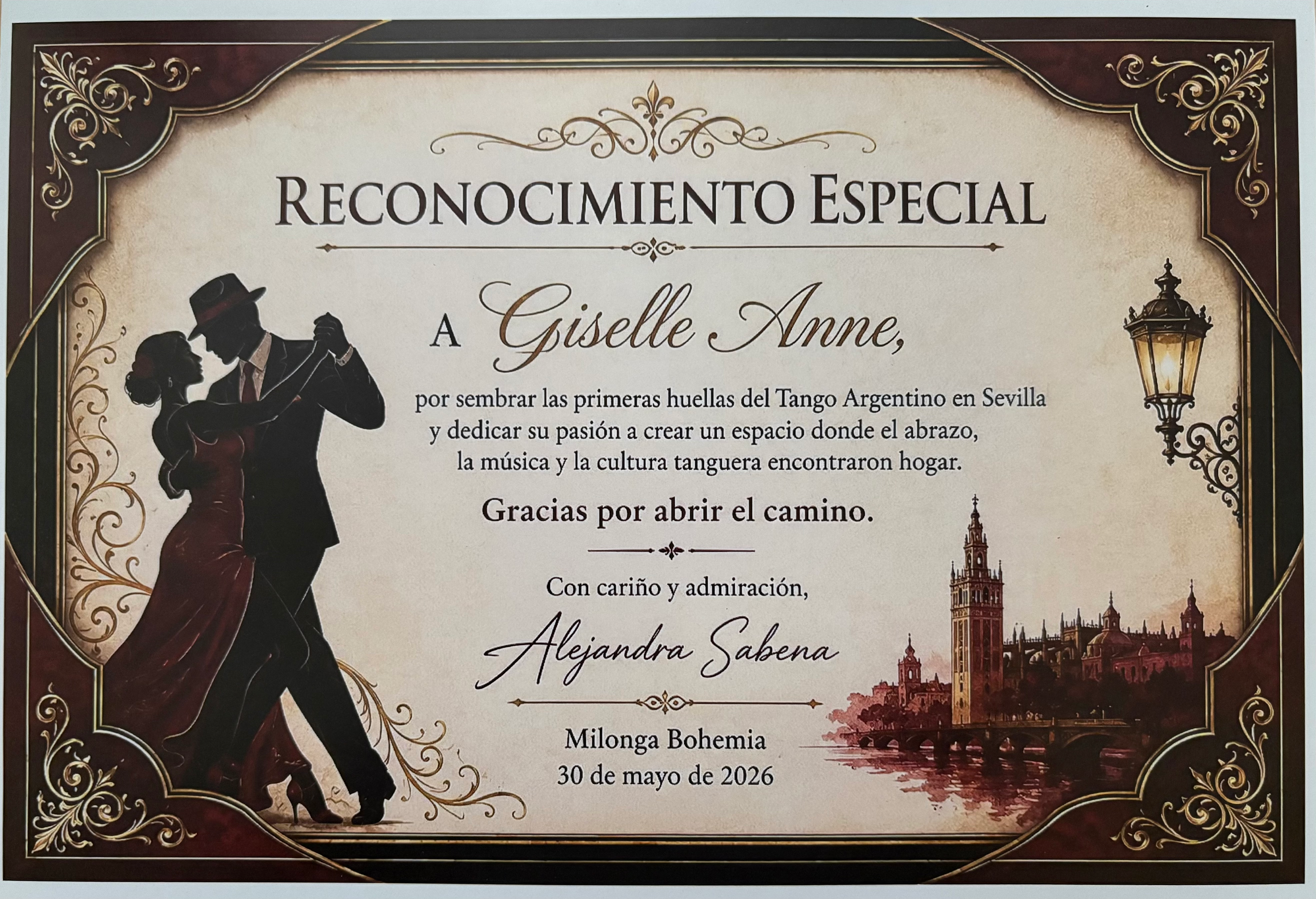 Special Recognition: Milonga Bohemia, Seville · May 2026