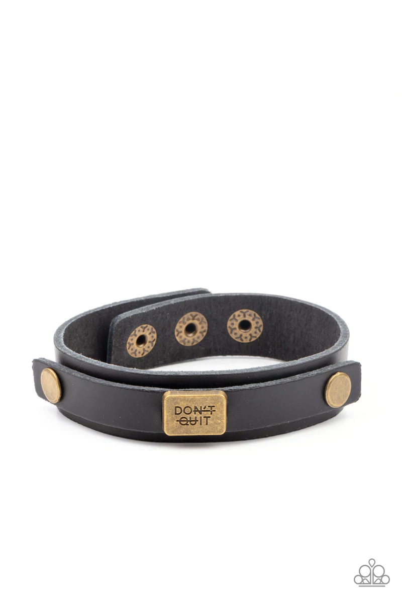 Dont Quit Now ♥ Black and Brass Bracelet ♥ Paparazzi Accessories
