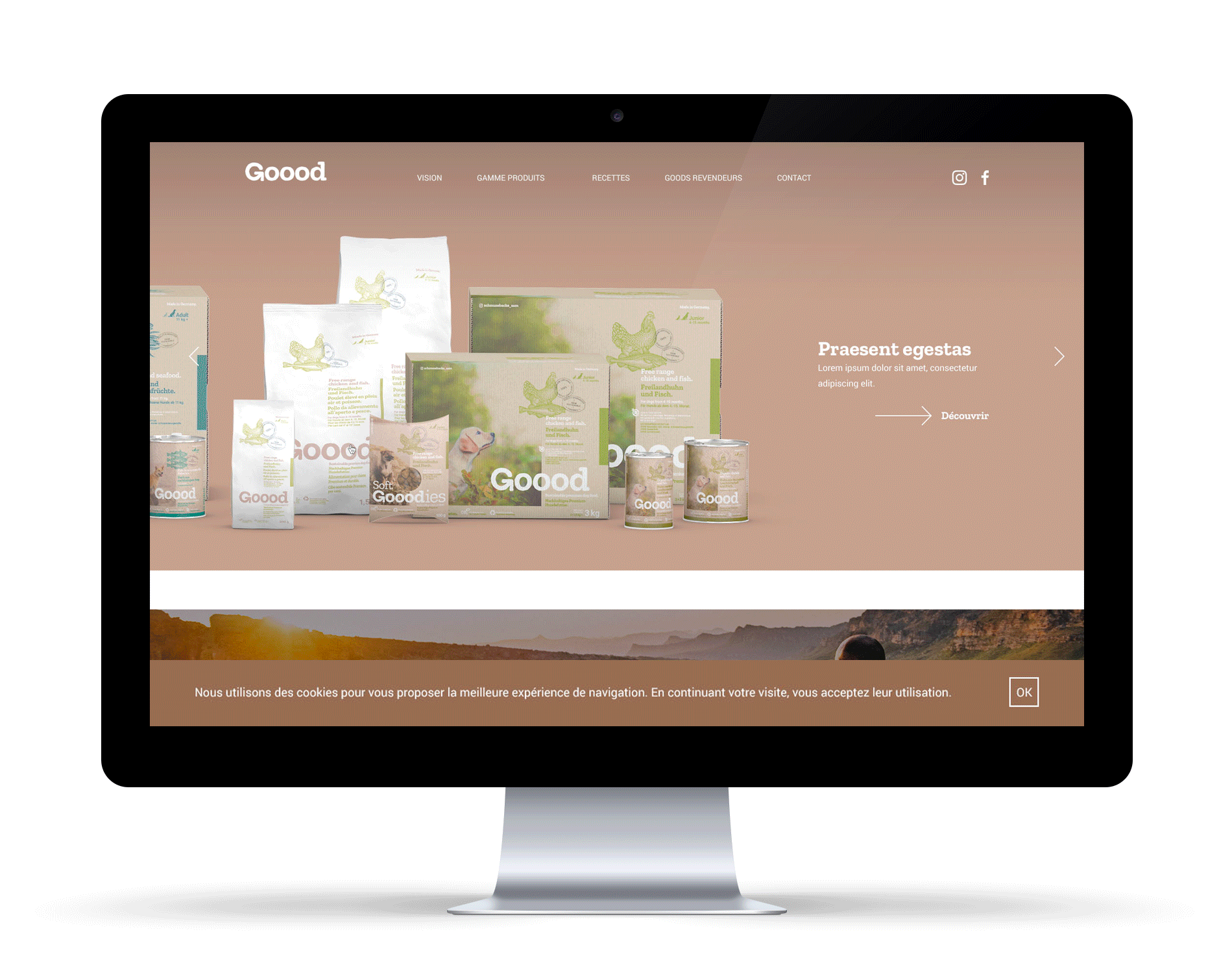 Site internet & réseaux sociaux pour la marque de nourriture pour chien Goood