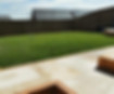 A lawn and patio.