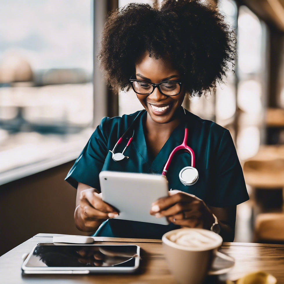 Black travel Nurse using app to search travel job.jpg